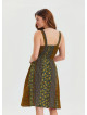 V Neck Robe Green Patterned Midi Dress 4511